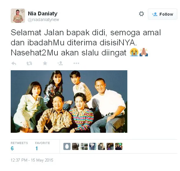 Status Nia Daniati @foto: Twitter/niadaniatynew