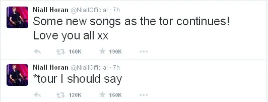 Ia menambahkan akan ada single baru yang akan dikeluarkan lagi untuk obati kekecewaan Directioner © Twitter.com/NiallHoran