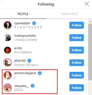 Daftar following Niall Horan © instagram.com