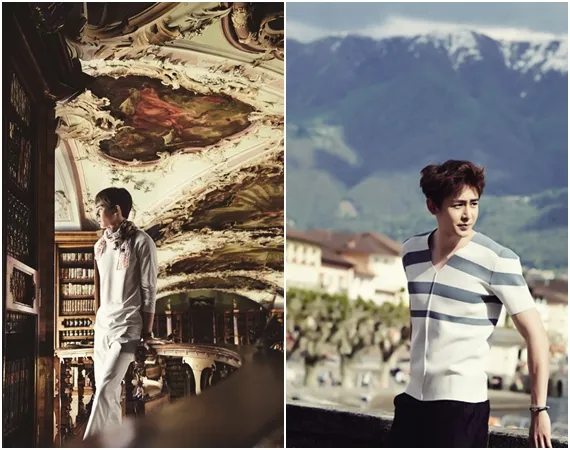 Nichkhun melakukan photoshoot untuk Aluure di Swiss @soompi.com