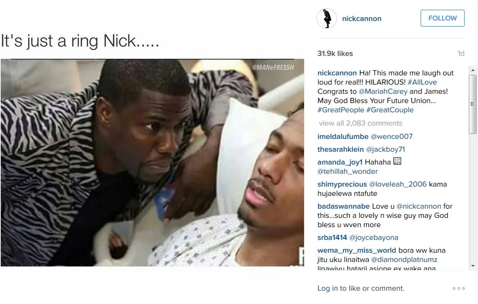 Reaksi Nick Cannon atas pertunangan Mariah Carey @ Instagram.com/nickcannon