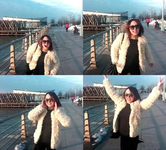 Nicole mantan member KARA saat berjalan-jalan di Hudson Tiver, New York @soompi.com