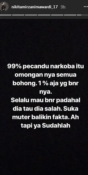 Siapa yang dimaksud oleh Nikita? ©instagram/nikitamirzanimawardi_17