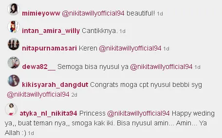 Komentar netizen untukNikita Willy © Instagram/Nikita Willy