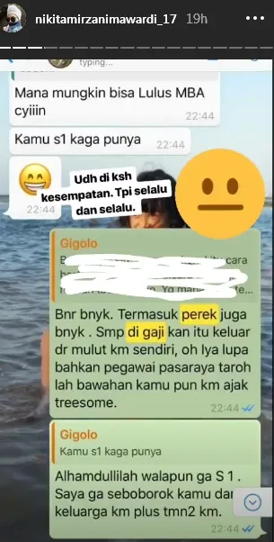 Nikita Mirzani chatting dengan Dipo? ©instagram/nikitamirzanimawardi_17
