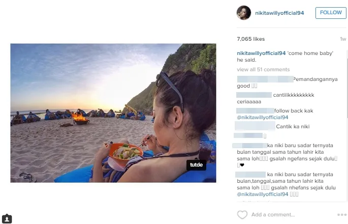 Awalnya hanya tagging nama. ©instagram/nikitawillyofficial94