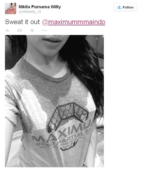 Nikita Willy aja suka berolahraga, masa kamu yang pria kalah? ©Twitter.com/nikitawilly_24