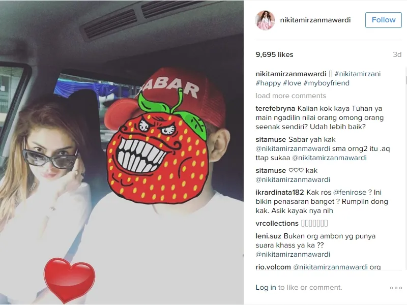 Nikita dengan pria misterius di dalam mobil. ©instagram.com/nikitamirzanmawardi