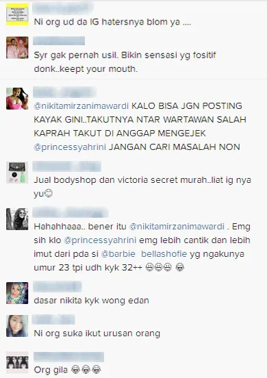 Komentar netizen mengenai postingan Niki / © Instagram