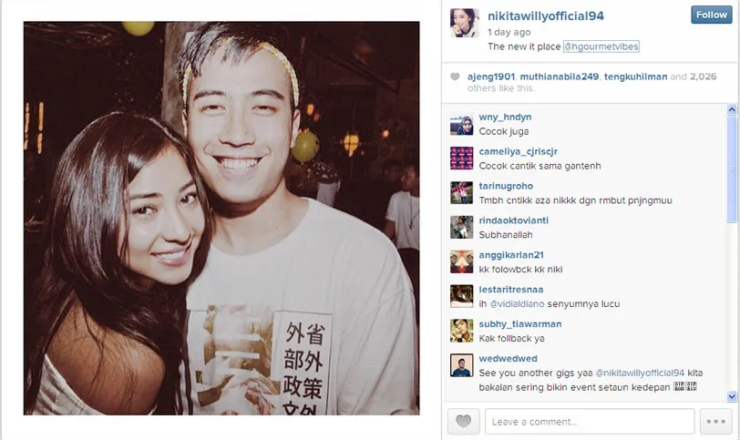 Nikita Willy berpose dengan Vidi Aldiano © Instagram/nikitawillyofficial94