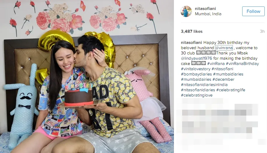 Vin Rana merayakan ulang tahunnya setiap 16 Desember, happy birthday ©instagram/nitasofiani