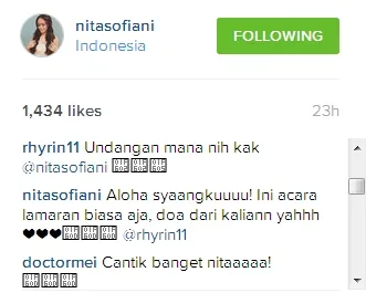Vin Rana dan Nita akan lamaran tak lama lagi. ©instagram/nitasofiani