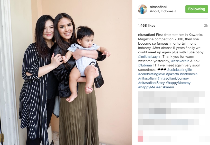 Nita Sofiani bahagia bisa bertemu dengan Eriska Rein ©instagram/nitasofiani