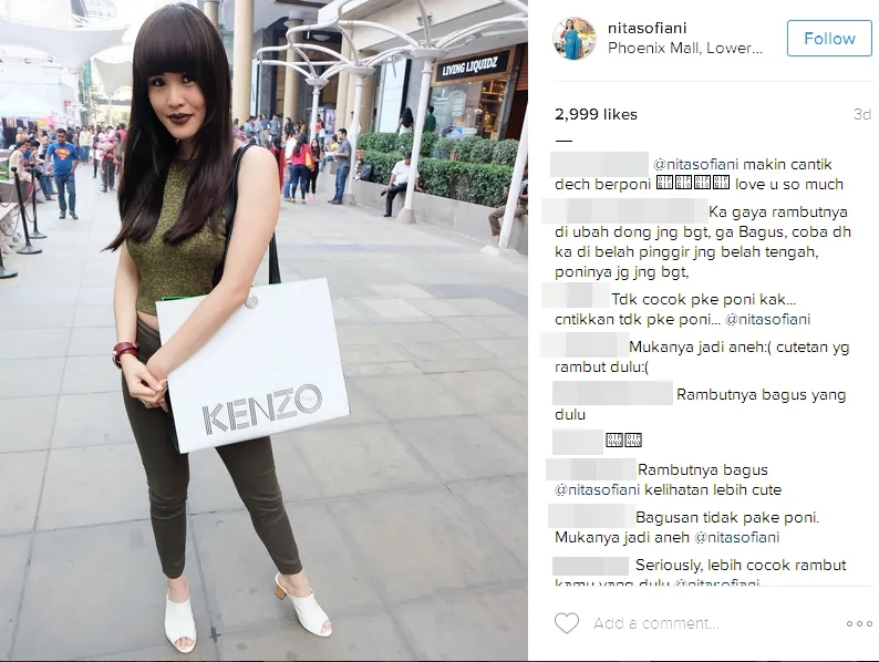 Netizen sebut poni bikin wajah Nita jadi aneh ©instagram/nitasofiani