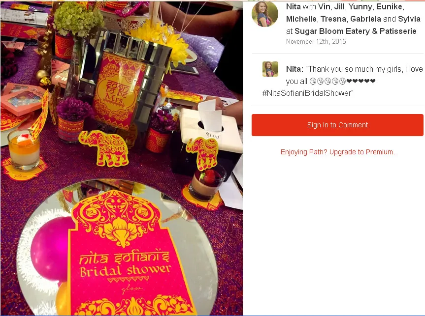 Nita Sofiani siap menggelar bridal shower sebelum nikah © Path.com/Nita Sofiani