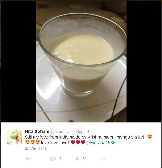 Ini dia mango shake buatan ibu Vin Rana yang bikin Nita doyan abis! © Twitter.com/nitasofiani
