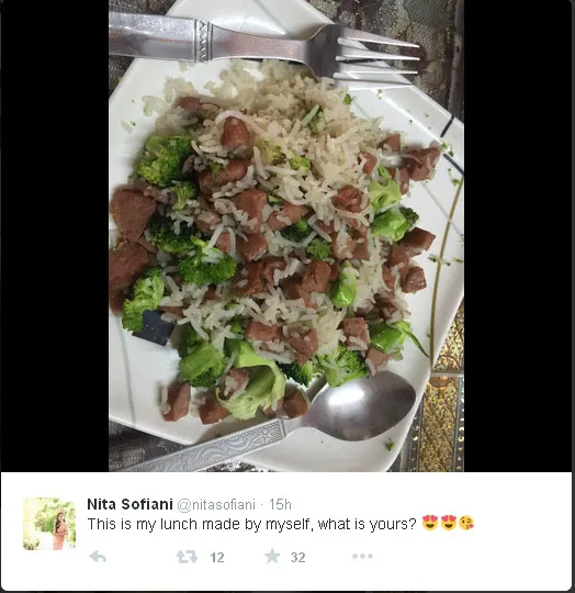 Ini menu makanan buatan Nita yang dipuji Vin Rana © Twitter.com/nitasofiani