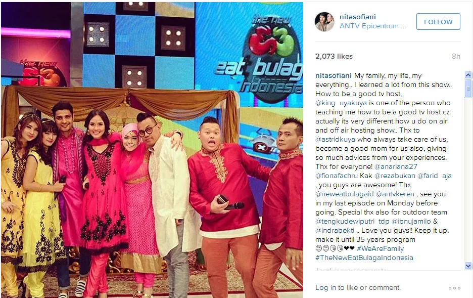 Nita Sofiani ikutan pamit dari program yang dipandunya demi Vin © Instagram.com/nitasofiani