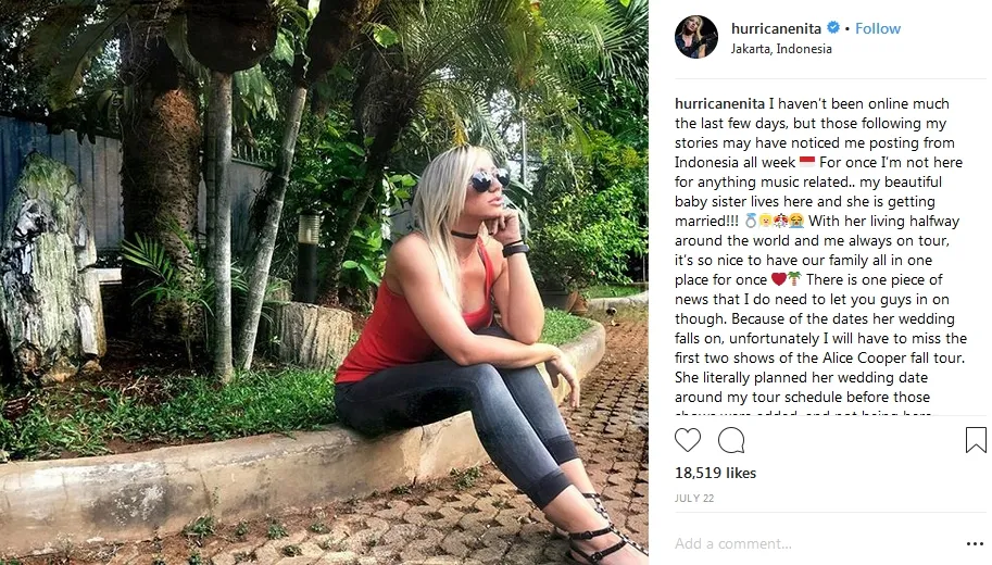 Nita minta maaf kepada fansnya karena bolos tur demi Panji Trihatmodjo dan Varsha ©instagram/hurricanenita