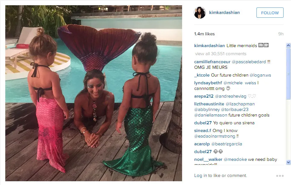North West dan Peneolo Disick menjelma jadi putri duyung © Instagram/Kim Kardashian