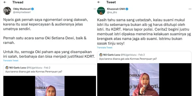 Kritik di Twitter (Credit: Twitter/@okkymadasari/@na_dirs)