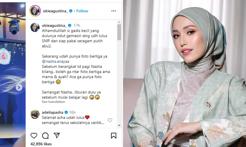 Okie Agustina dan Pasha Ungu di Wisuda Anak (Credit: Instagram/okieagustina_/loritayoung_mua)