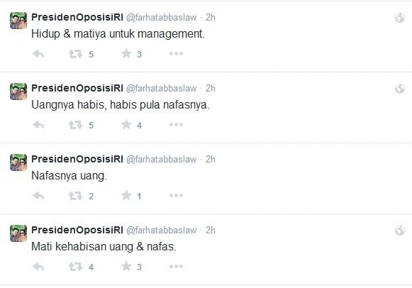 Farhat masih berkicau soal Olga. @twitter/farhatabbaslaw