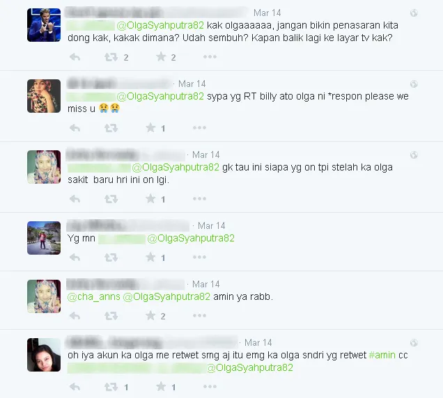 Respon netizen akan kembalinya Olga / © Twitter