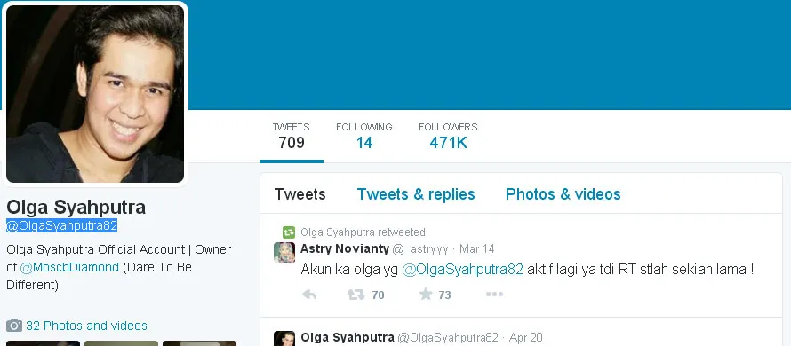 Ada aktivitas retweet di akun sosial media Olga Syahputra. ©twitter Olga Syahputra