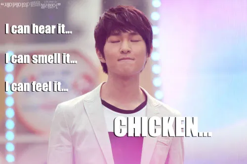 Salah satu meme tentang Onew dan ayam © allkpop.com