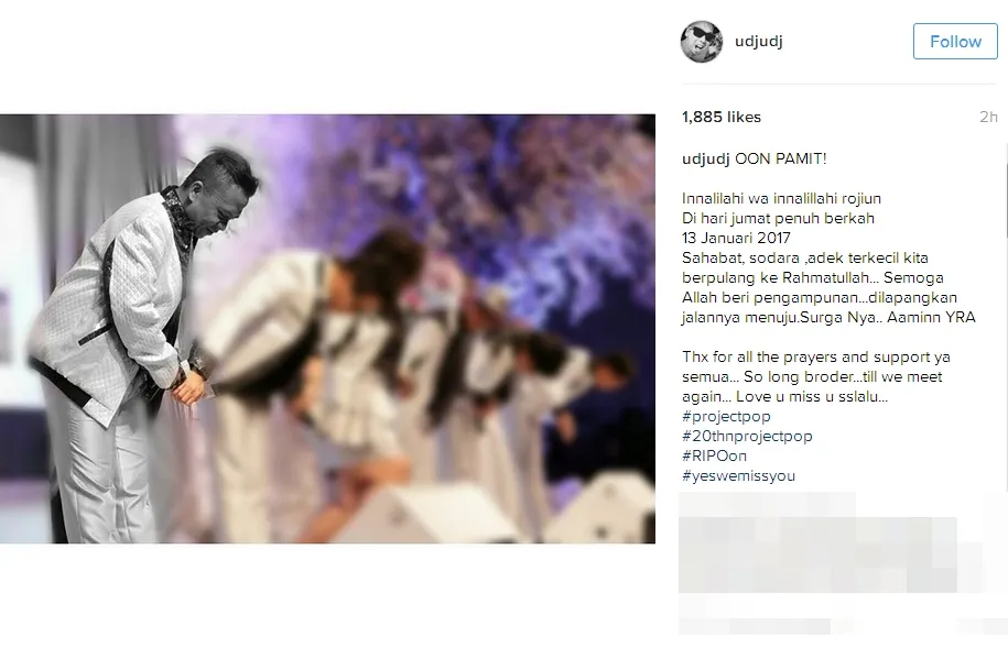 Udjo kirim salam perpisahan buat Oon ©instagram/udjudj