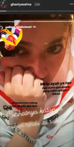 Putri Opick sudah curiga bahwa pria di video call Yulia adalah ayahnya ©instagram/ghaniyasalma