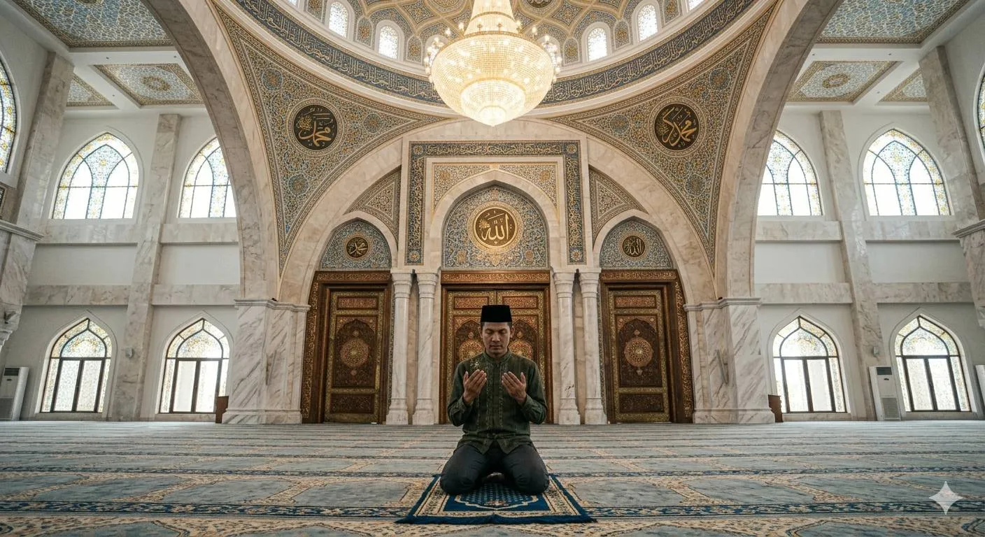 Orang bedoa di masjid - image by AI