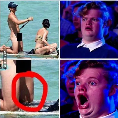 Sebelumnya foto ini banyak menjadi meme. Meskipun disensor, masih ada bayangan dari daerah vital kekasih Katy Perry ini © 9gag