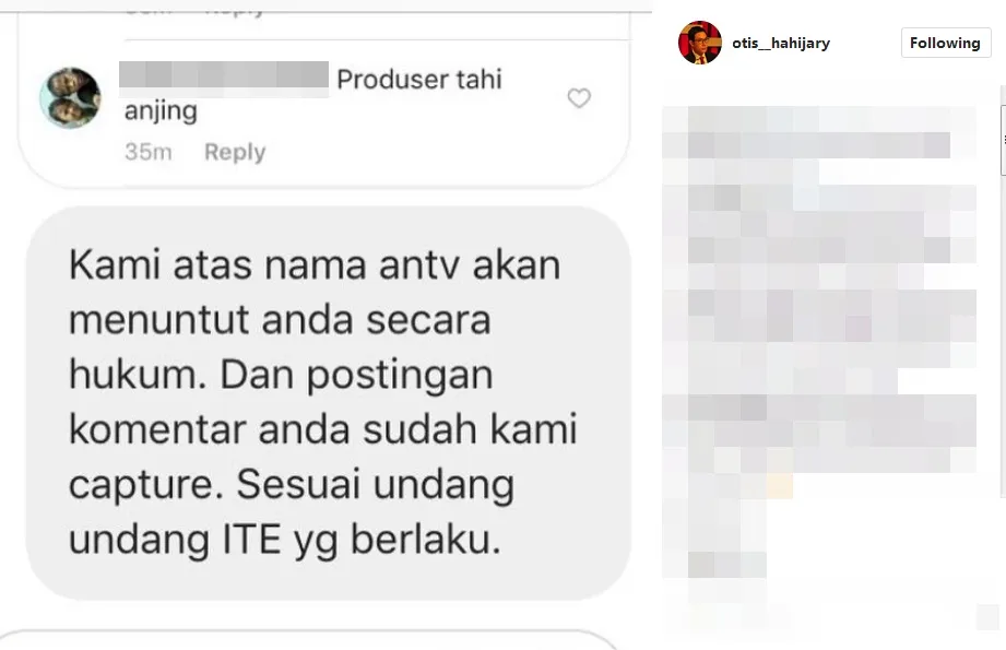 Otis laporkan haters yang mengatainya dengan sangat kasar ©instagram/otis__hahijary