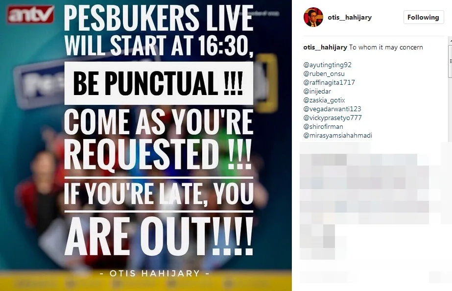 Otis beri peringatan kepada pengisi acara Pesbukers ©instagram/otis__hahijary