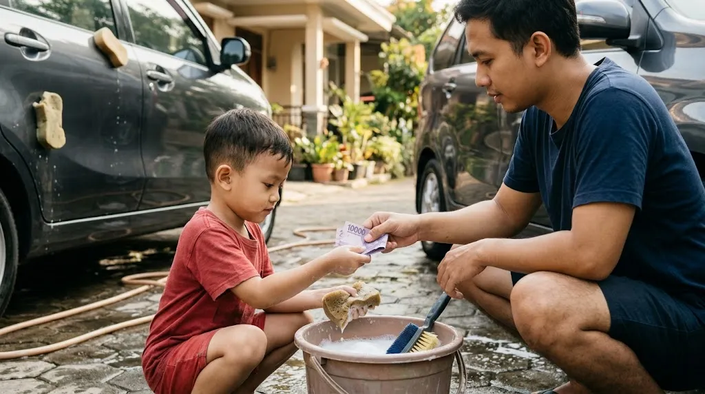 Cara Sederhana Mengajarkan Anak Mengelola Keuangan (AI Generated)