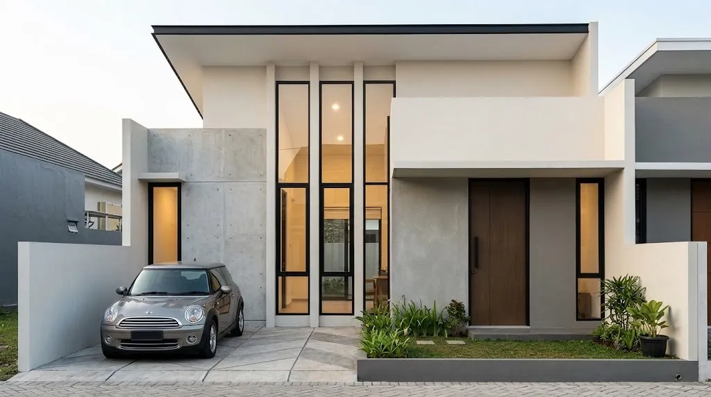 Rumah dengan Jendela Tinggi Vertikal. (AI Generated)