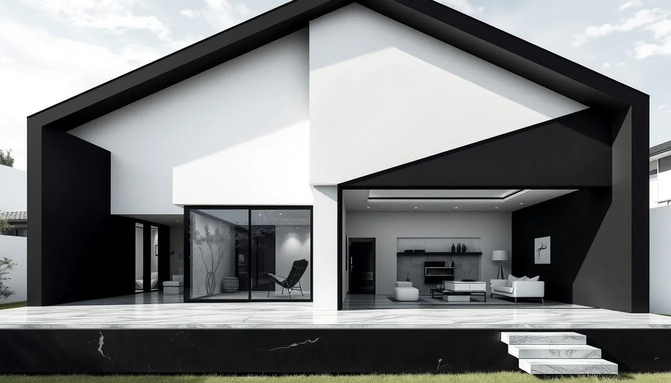 8. Desain Rumah Minimalis Monokrom (c) Ilustrasi AI