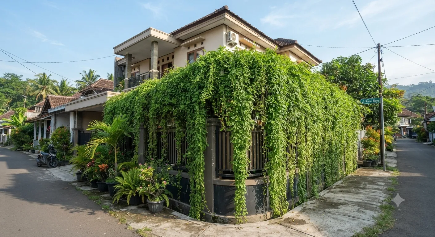Jenis tanaman yang cocok untuk rumah hook, ampuh Jadi pagar alami untuk privasi dan penghijauan model Lee Kuan Yew - AI generated