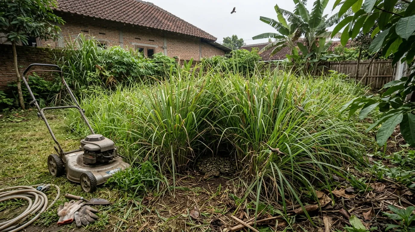 Membiarkan Rumput Halaman Tumbuh Terlalu Tinggi. Foto: AI Generated