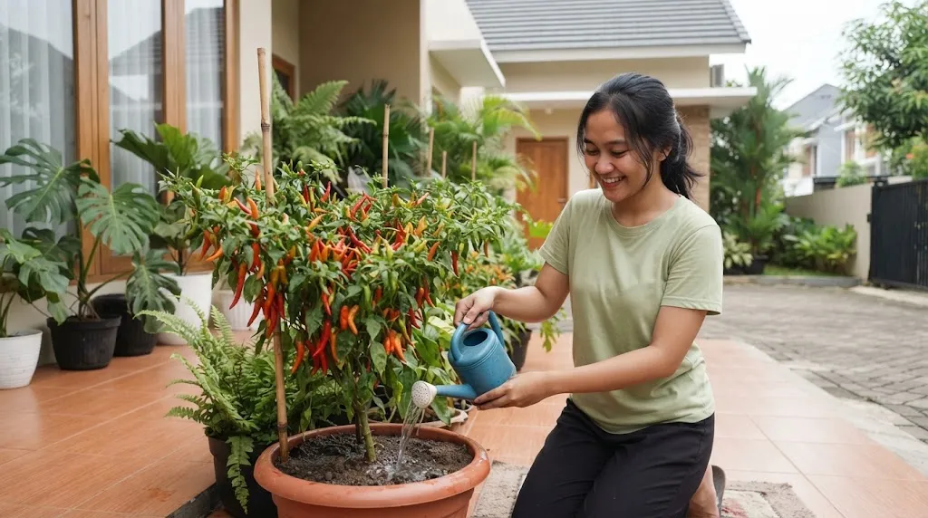 Trik Merawat Pohon Cabai agar Buahnya Lebat dan Pedas (AI Generated)