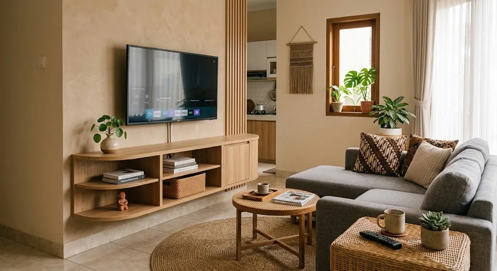 Inspirasi Model Rak TV Minimalis. (AI Generated)