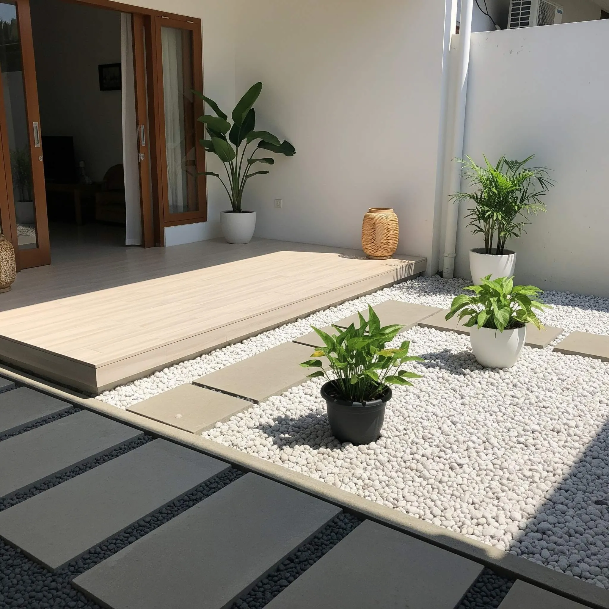 Cara Menata Taman Depan Rumah Minimalis Tanpa Banyak Tanaman (AI generated)