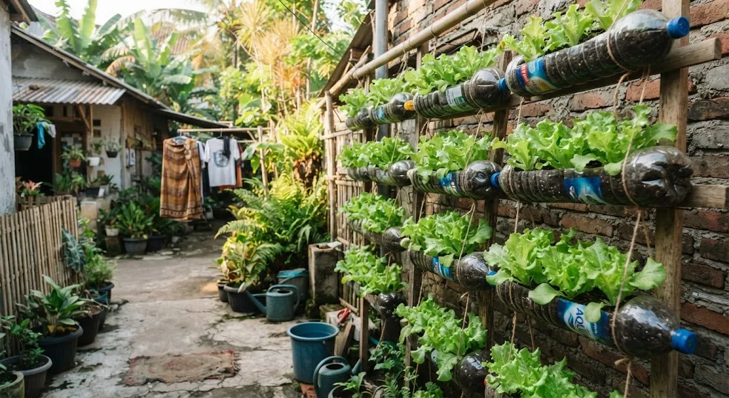 Tanaman Sayur yang Bisa Tumbuh di Botol Bekas. (AI Generated)