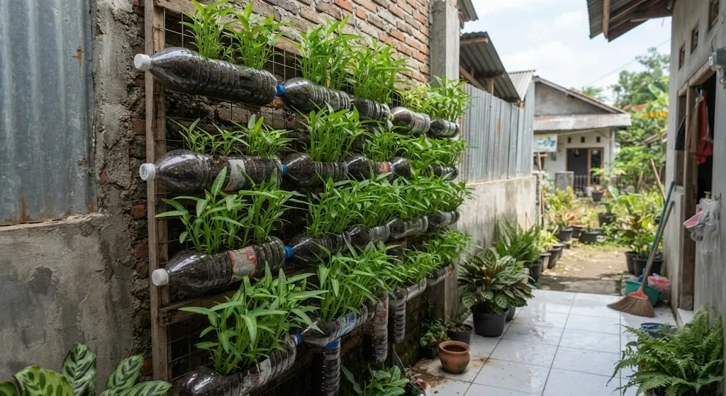 Tanaman Sayur yang Bisa Tumbuh di Botol Bekas. (AI Generated)