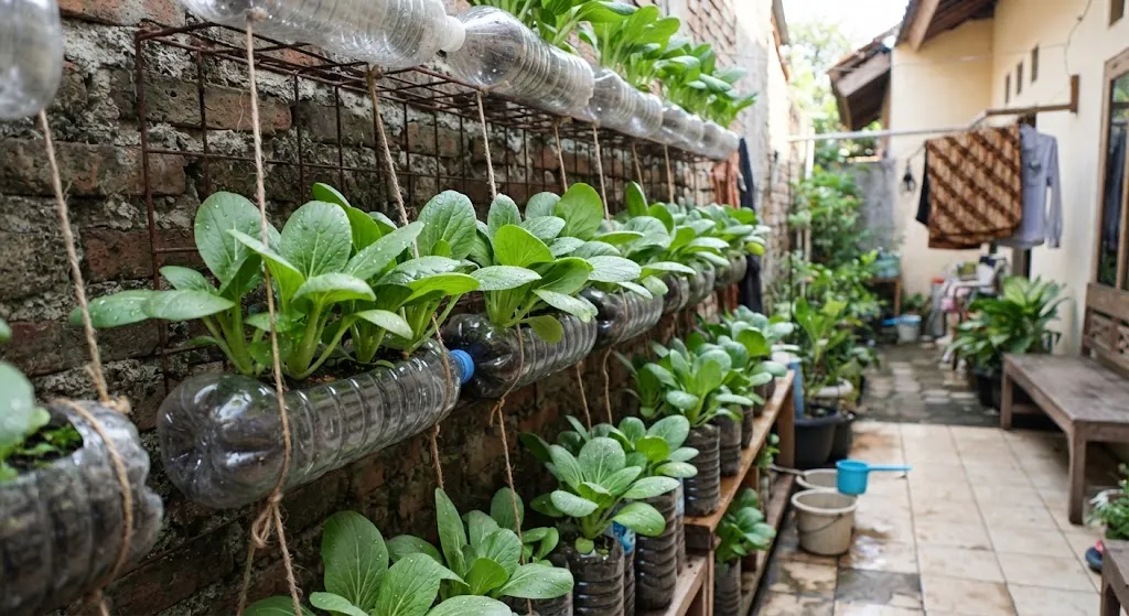 Tanaman Sayur yang Bisa Tumbuh di Botol Bekas. (AI Generated)
