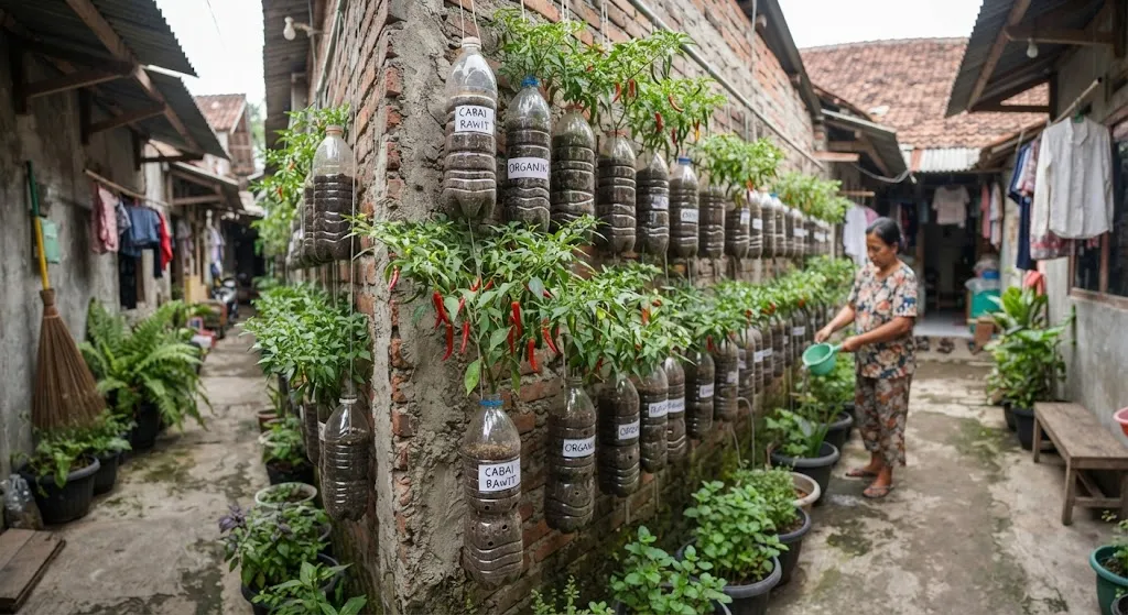 Tanaman Sayur yang Bisa Tumbuh di Botol Bekas. (AI Generated)
