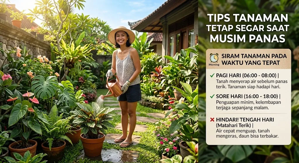 Tips Tanaman Tetap Segar Saat Musim Panas. (AI Generated)