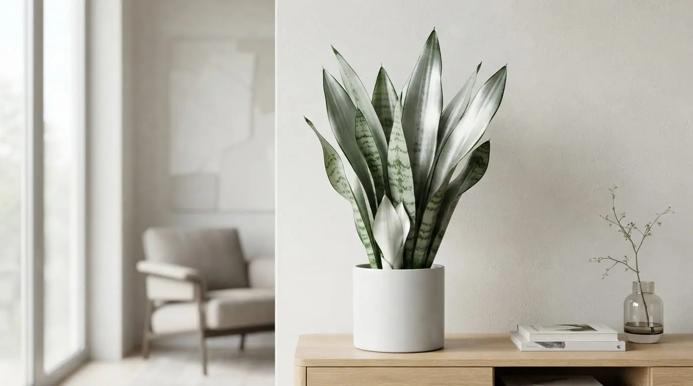 Sansevieria Trifasciata 'Silver Queen'. Foto: AI Generated